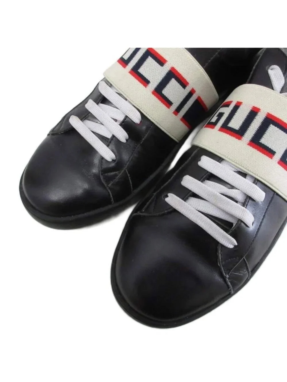 Gucci Ace Stripe Sneakers Low Cut Shoes Logo Black Ivory